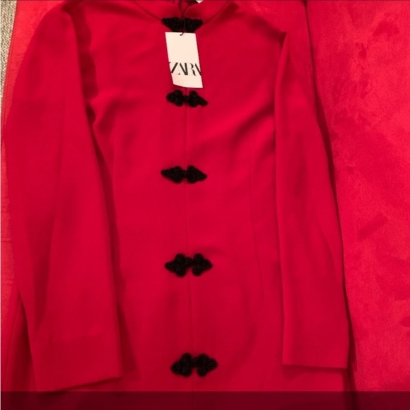 💃🏼NEW ZARA ORIENTAL TOGGLE DRESS IN RED 💃🏼 - Picture 6 of 9